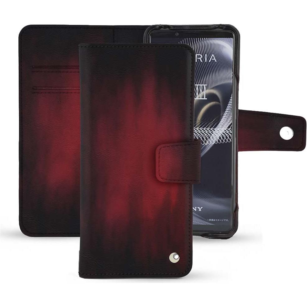 Noreve Lederschutzhülle Wallet (Sony Xperia 5 III), Smartphone Hülle, Rot
