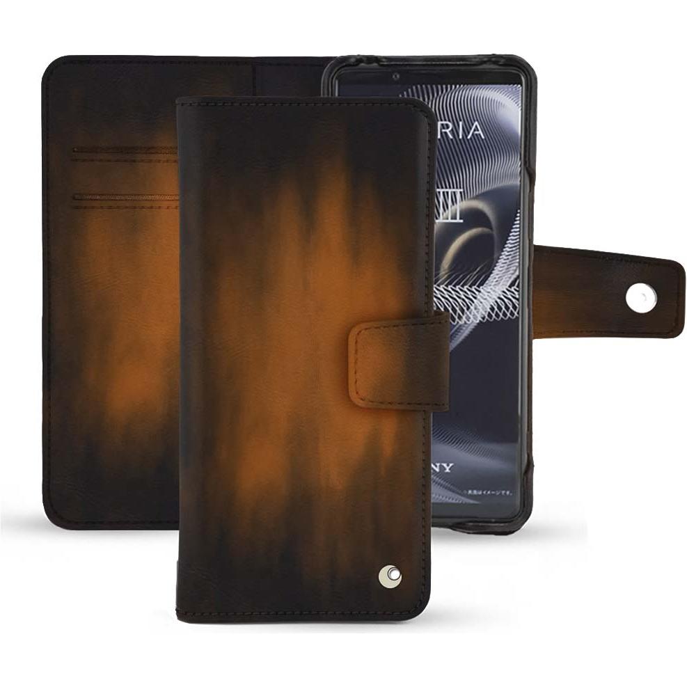Noreve Lederschutzhülle Wallet (Sony Xperia 5 III), Smartphone Hülle, Braun
