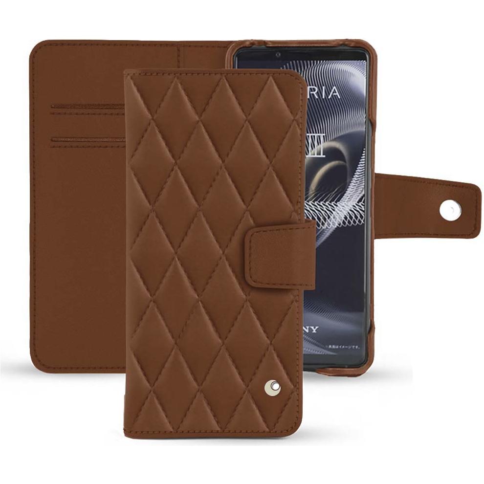 Noreve Lederschutzhülle Wallet (Sony Xperia 5 III), Smartphone Hülle, Braun