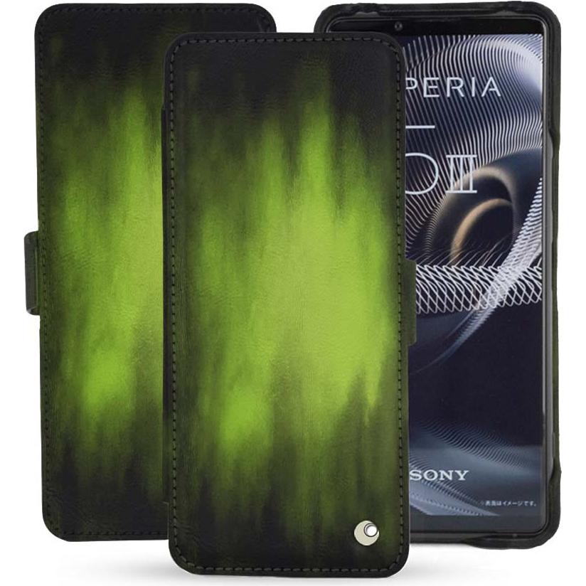 Noreve Lederschutzhülle horizontal (Sony Xperia 5 III), Smartphone Hülle, Grün