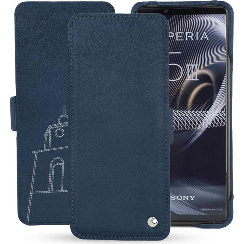 Noreve Lederschutzhülle horizontal (Sony Xperia 5 III), Smartphone Hülle, Blau