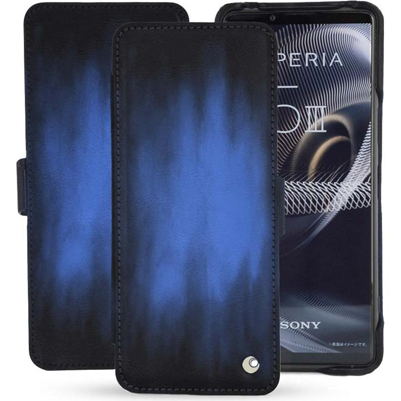 Noreve Lederschutzhülle horizontal (Sony Xperia 5 III), Smartphone Hülle, Blau