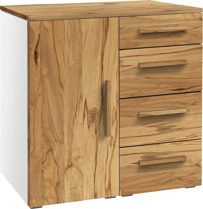 Corps en MDF : Blanc / Façade, Huilé, Top : Hêtre sauvage naturel