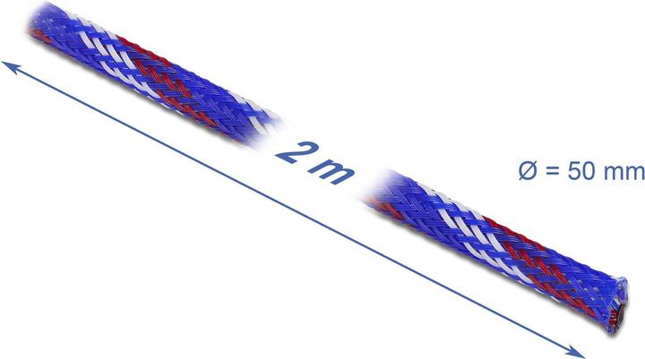 Image du produit Delock Gaine tressée extensible 2 m x 50 mm bleu-rouge-blanc (Gaines pour câbles, 200 cm)