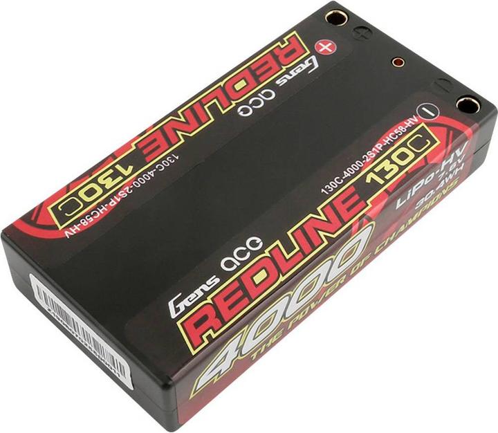 Actual product image Gens Ace Redline Series 4000mAh 7.6V 130C 2S1P HardCase HV Lipo Battery (7.60 V, 4000 mAh)