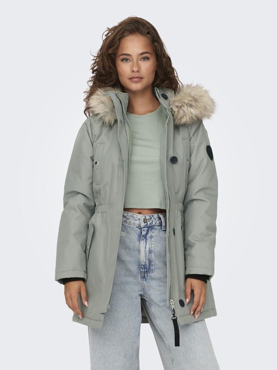 Image du produit Only Capuche avec bord en fausse fourrure amovible Poignets côtelés Parka Longue parka (XS)