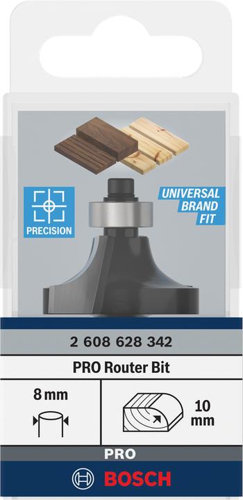 Produktbild Bosch Professional Zubehör Abrundfräser, 8 mm, R1 10 mm, L 16,5 mm, G 57 mm