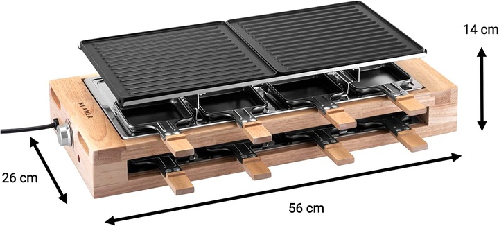 Produktbild KLAMER Raclette 8 Personen 1500W Raclette Grill mit Holzgestell