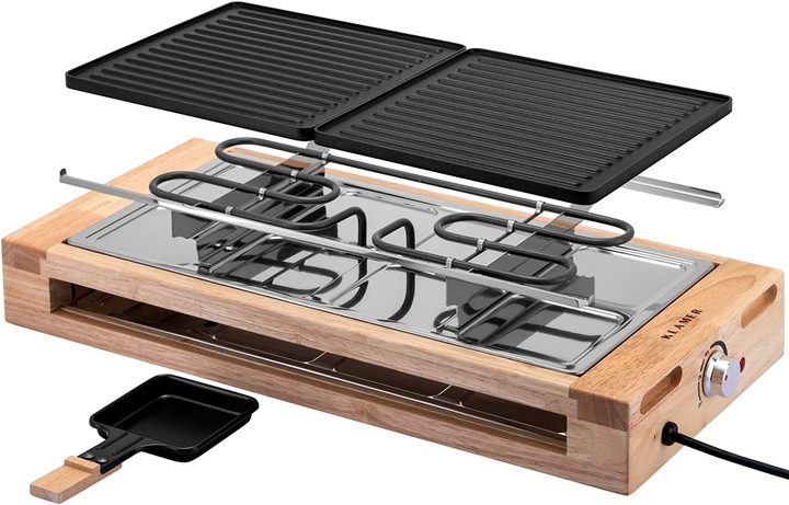 Produktbild KLAMER Raclette 8 Personen 1500W Raclette Grill mit Holzgestell