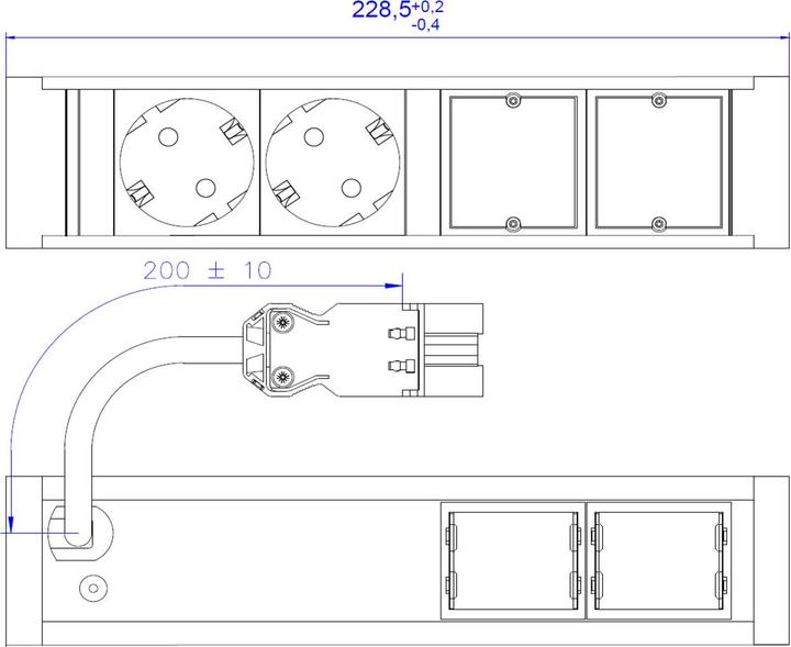 Actual product image Bachmann VENID 2x protective contact 2x ABD black (4x, CEE 7/3)