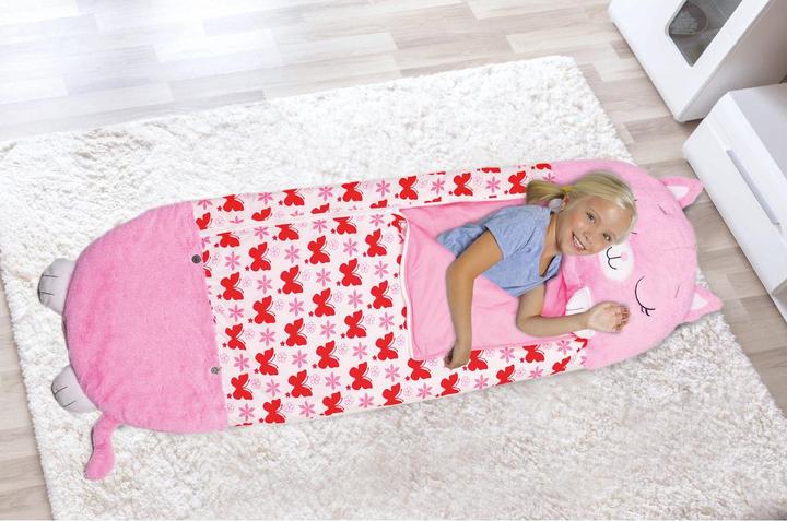 Immagine prodotto Happy Nappers Nappers Cat rosa | Grande 6-12 anni | Gioca - coccola - dormi | Sacco a pelo per bambini (137 cm)