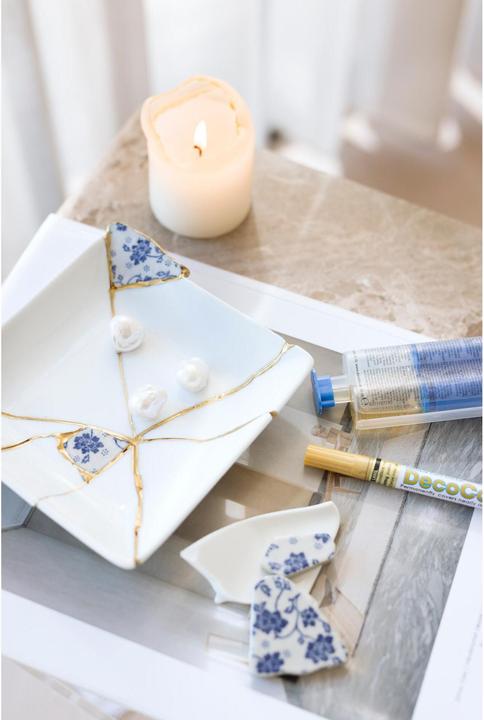 Actual product image Creative - Craft Kit Kintsugi, Dish, blue, gold, white (977815)