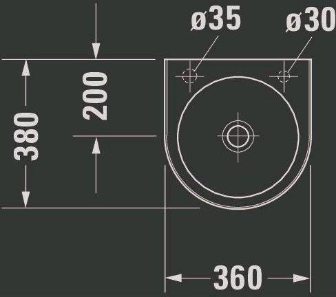 Produktbild Duravit Handwaschbecken ARCHITEC o ÜL m HLB 360x380mm HL-Vorstich weiss (380 mm, 360 mm)