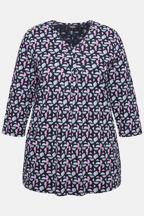 Actual product image Ulla Popken Geometric Pattern 3/4 Sleeve Tee