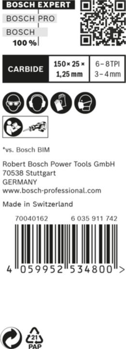 Produktbild Bosch Professional Zubehör EXPERT ‘Multi Material’ 956 XHM Säbelsägeblatt, 1 Stück