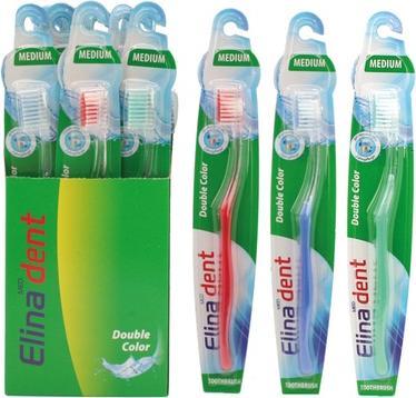 Produktbild Elina Medium Toothbrush Assorted Color Handle (Mittel, 12x)