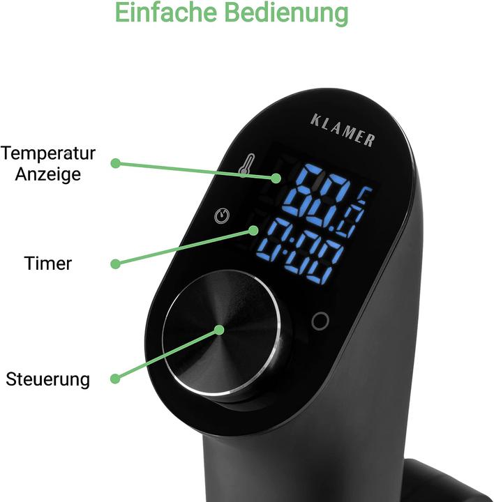 Productafbeelding KLAMER Sous Vide Stick 1200 Watt IPX7 wasserdicht 3D Zirkulation