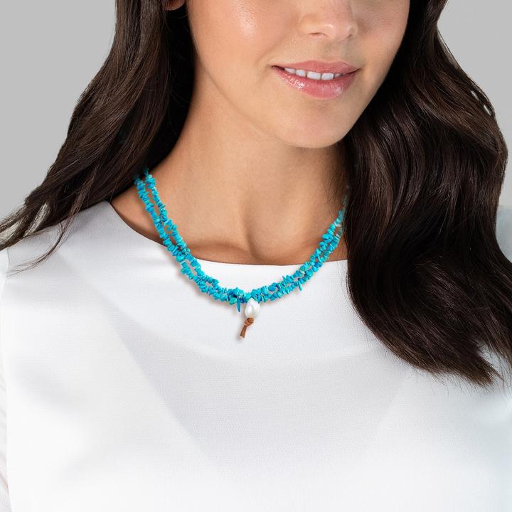 Actual product image Valero Pearls Ladies Sterling Silver Turquoise (rec.) Freshwater Cultured Pearl silver 45.0 cm - 28661 (Sterling silver 925, 45 cm)