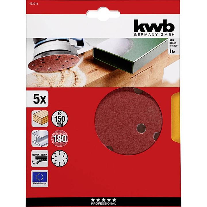 Actual product image kwb Velcro adhesive discs 150 Perforated K180/5pcs. (180)