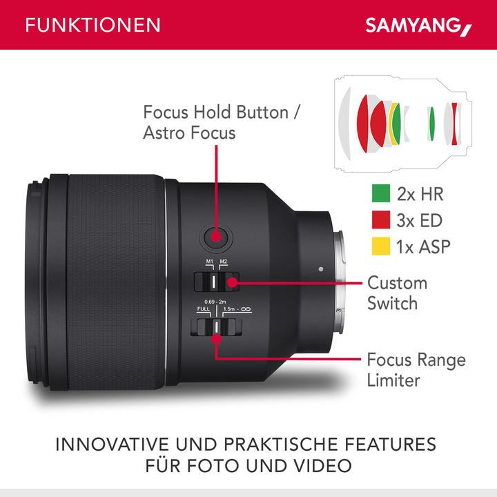 Actual product image Samyang AF 135mm f/1.8 FE (Sony E, full size, APS-C / DX)