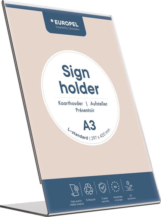Produktbild Europel Tischaufsteller Acrylic, DIN A3 hoch, schr„g (A3)