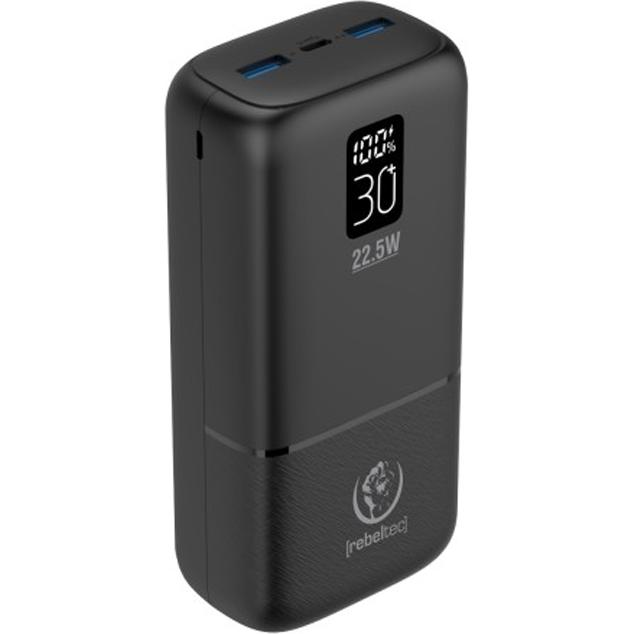 Thumbnail - Rebeltec powerbank P30 22,5W 30000mAh 30W schwarz (30000 mAh, 22.50 Wh), Powerbank, Schwarz