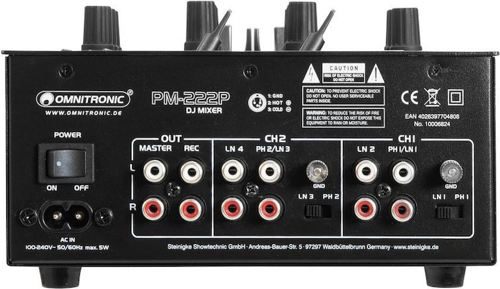 Actual product image Omnitronic PM-222P 2-channel DJ mixer with player (DJ controller)