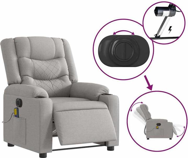 Actual product image vidaXL Massage chair electric cloud grey fabric