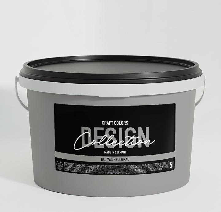 Image du produit Craft Colors 5L hochwertige Wandfarbe edelmatt – Kreidefarbe No. 763 Hellgrau (Gris clair No. 763, 5 l)