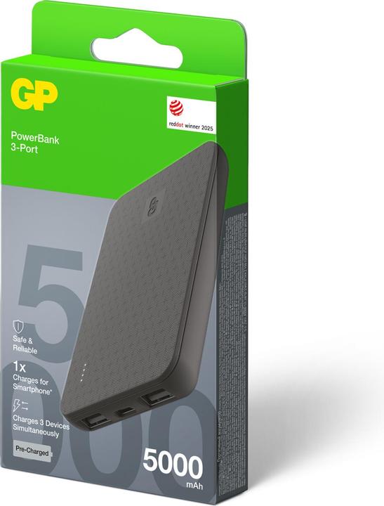 Actual product image GP Batteries GP Powerbank Plus 3-Port 5000 mAh - Black (5000 mAh)