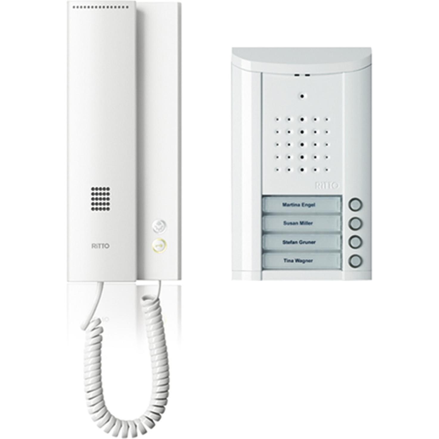 Schneider Electric, Klingel + Türsprechanlage, 4 Familien TürSprechanlagenSet weiss (Kabelgebunden)