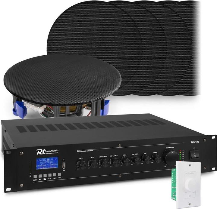 Productafbeelding Power Dynamics met Bluetooth, 12x zwarte inbouwluidspreker en 100v versterker van