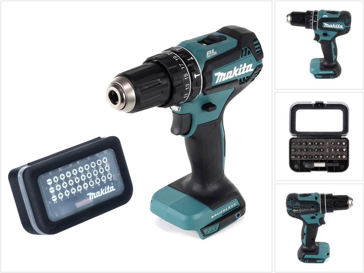 Actual product image Makita DHP 485 Z Battery impact drill 18 V 50 Nm brushless + bit set 31 pcs ( D-30667 ) (Rechargeable battery operated)