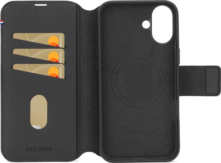 Produktbild Decoded Leather Detachable Wallet MagSafe Case with Wallet for iPhone 16 - Black (Apple iPhone 16)