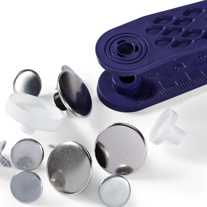 Immagine prodotto Prym Bottone di jeans liscio, argento 17 mm, scheda 8 pezzi.