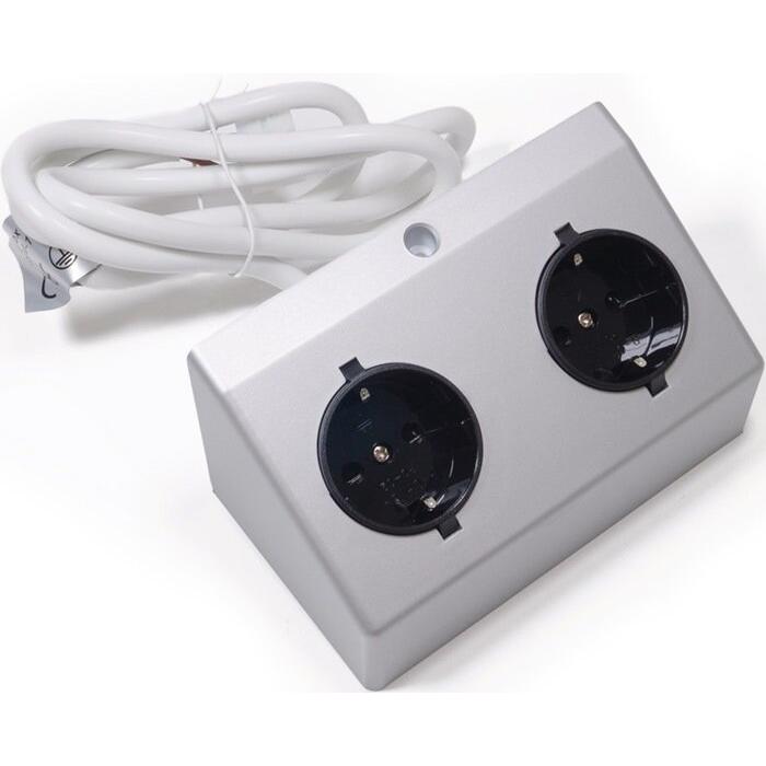 L&S, Steckdose, Doppel-Anbausteckdose 230 V Silberfarben