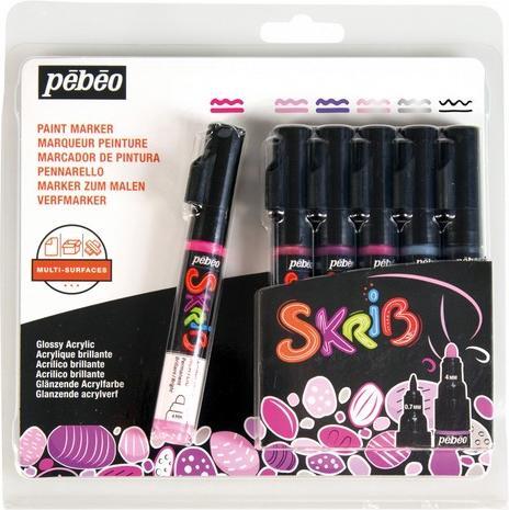 Productafbeelding Pebeo Skrib Paint Acryl Set van 6 Markers Sugared Almond (6x)