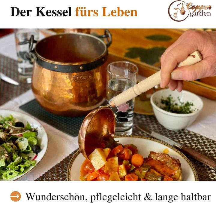 Produktbild Copper Garden Kupferkessel 10 L mit Henkel und Deckel