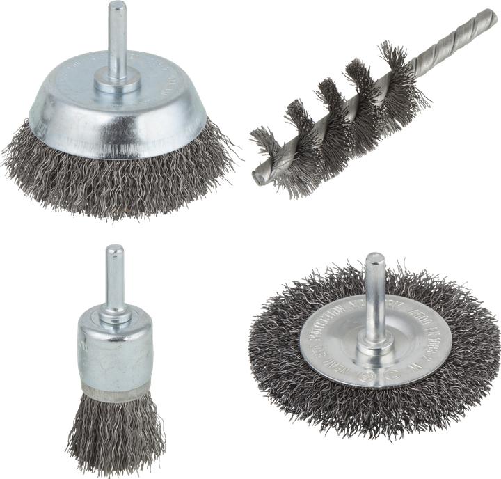 Produktbild wolfcraft 1 Stahldraht-Bürsten-Set 4-tlg., S=6mm