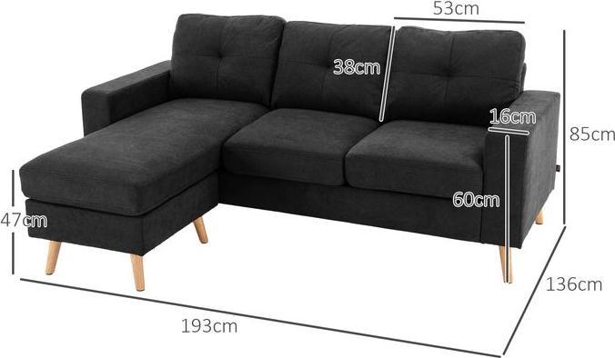 Produktbild Swisshandel24 Ecksofa Eckcouch in L-Form, Eckgarnitur in Leinenoptik, Couchgarnitur mit Chaiselongue für 3 Persone (3-Sitzer)