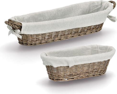 Productafbeelding Zeller Present Stokbroodmandje met tas, rieten/canvas
