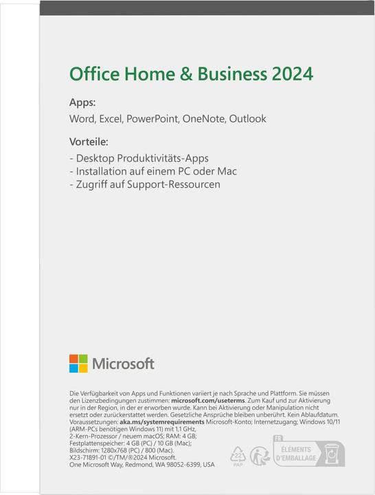 Energy Label Microsoft Office Home & Business 2024 (DE) (1 User, unlimited)