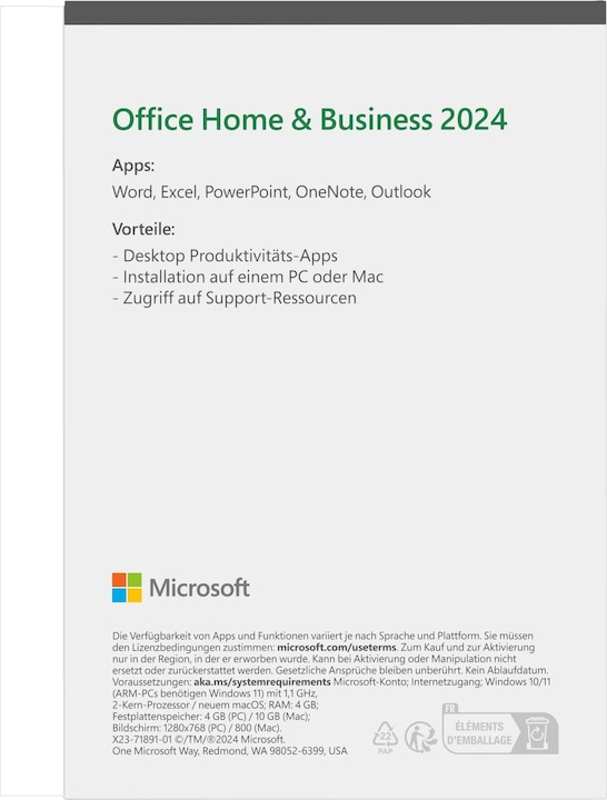Energie-Label Microsoft Office Home & Business 2024 (DE) (1 User, unbegrenzt)