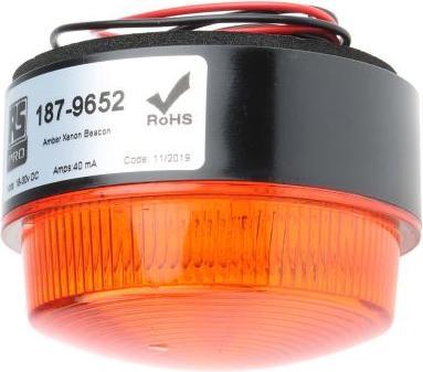Produktbild RS PRO Xenon Blitz Signalleuchte Orange, 18 30 V dc, Ø 76mm x 50mm