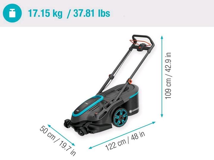Actual product image Gardena Akku-Rasenmäher PowerMax Duo 46/36V P4A, Ready-To-Use-Set 2, 36Volt (2x18V) (schwarz/grau, 2x Li-Ion (Rechargeable battery operated)