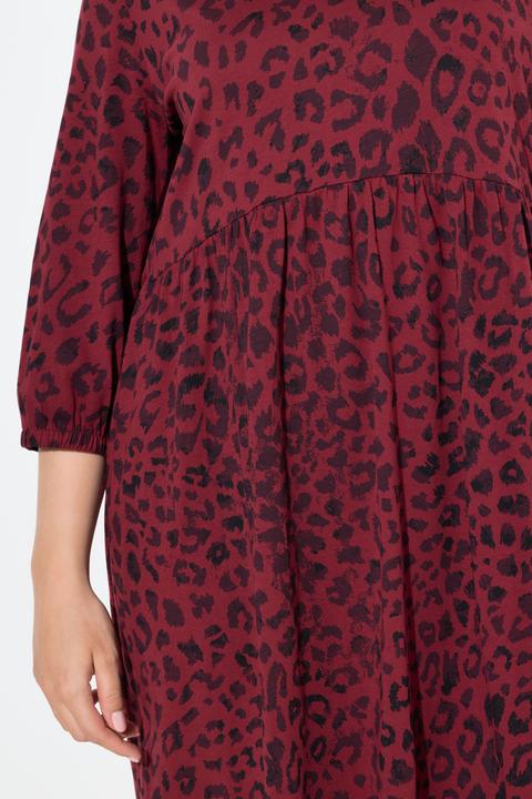 Immagine prodotto Ulla Popken Abito di jersey dal taglio svasato con stampa animalier, scollo a V e maniche a 3/4 (42, 44)
