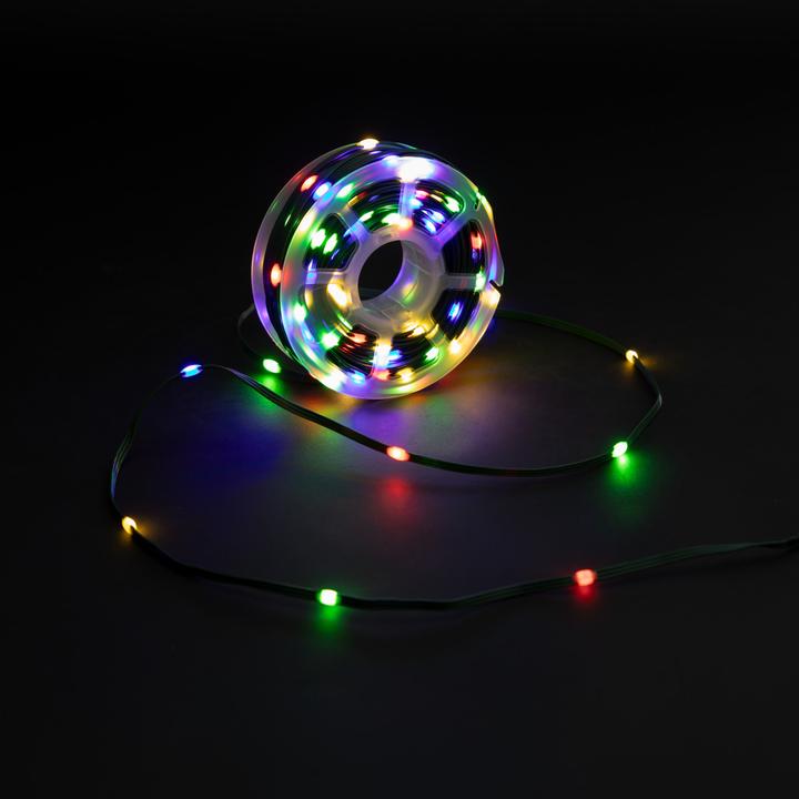 Produktbild Idena Micro-Lichterkette 200 LED farbig Gesamtlänge 22,9m auf Rolle 8h Timer 8 Lichtmodi Innen/Aussen (22.90 m)