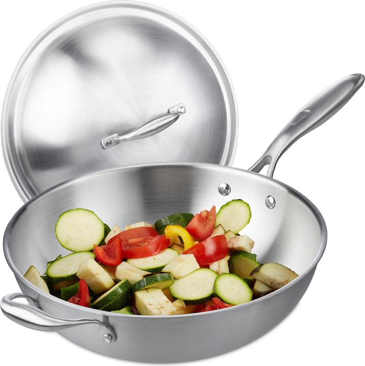 Produktbild Relaxdays Wok (Wok Pfanne, Edelstahl, 32 x 23 cm)