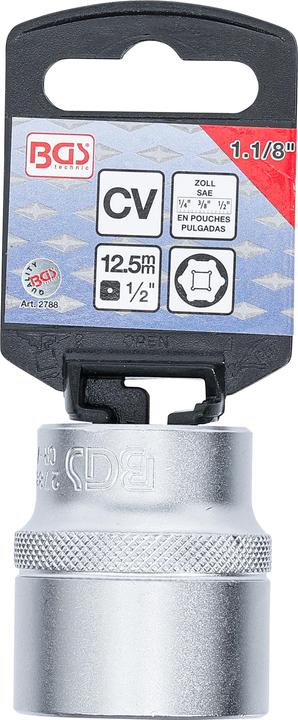 Actual product image BGS Socket, Hexagon 12.5 mm (1/2") Drive 1.1/8" (1 1/8")