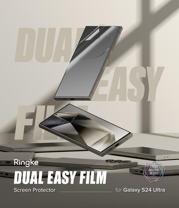 Actual product image Ringke Screen Protector for Galaxy S24 Ultra DUAL EASY FILM 2 pack, w installation Jig (2 Piece, Samsung Galaxy S24 Ultra)